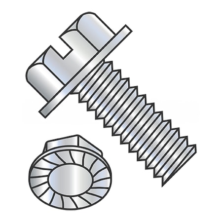 Usa Industrials #10-24 x 5/8 in Slotted Flange Hex Machine Screw, Zinc Plated Steel BULK-SCRW-6245